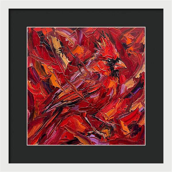 Cardinal Among Autumn Leaves
