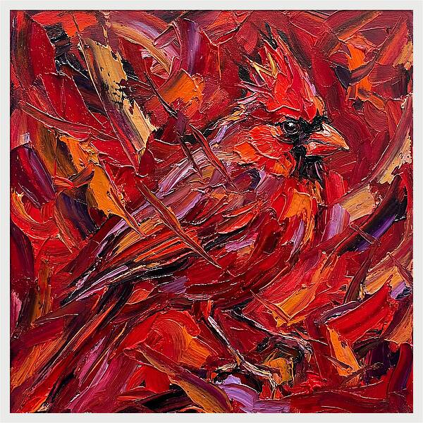 Cardinal Among Autumn Leaves