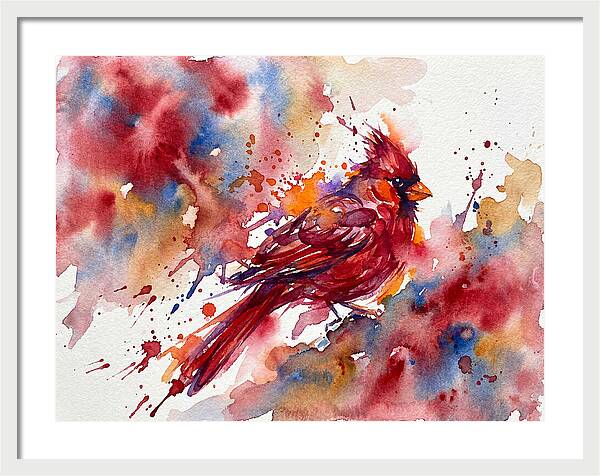 Cardinal In Vibrant Watercolor
