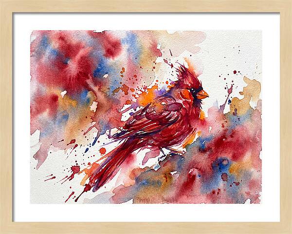 Cardinal In Vibrant Watercolor