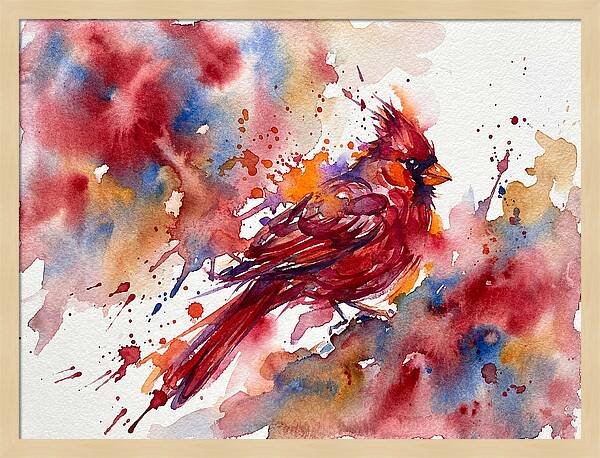 Cardinal In Vibrant Watercolor