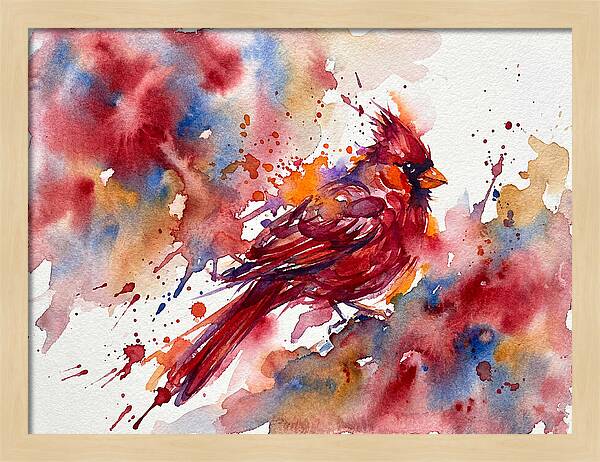 Cardinal In Vibrant Watercolor