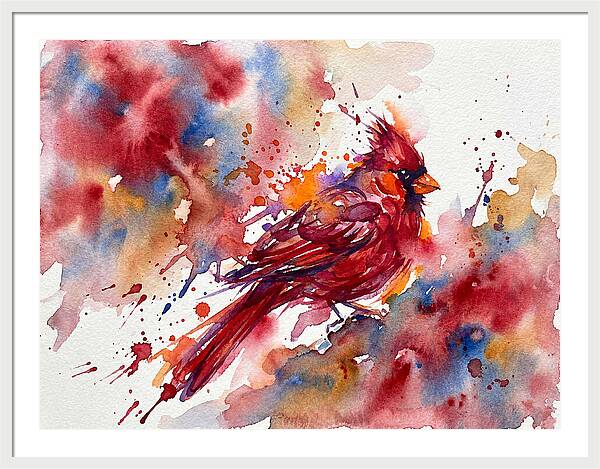 Cardinal In Vibrant Watercolor