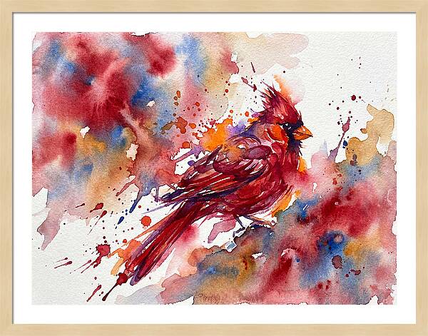 Cardinal In Vibrant Watercolor