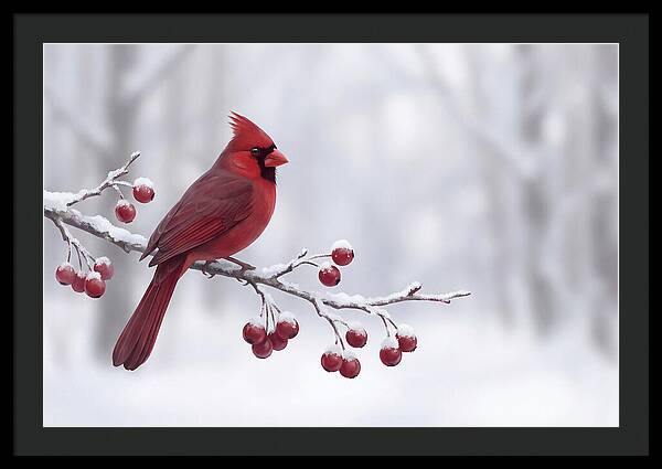Cardinal On Snowy Branch