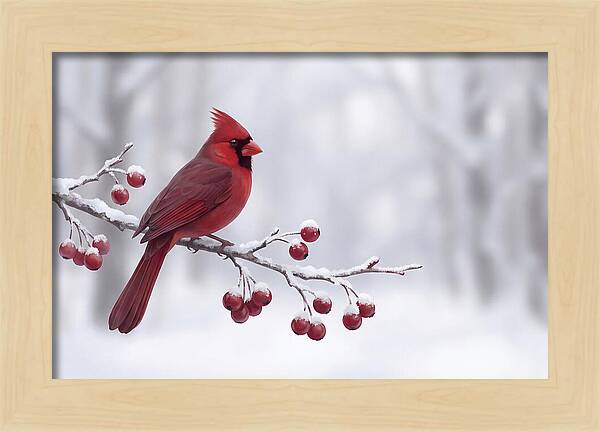 Cardinal On Snowy Branch