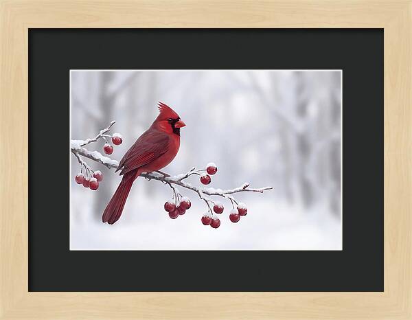 Cardinal On Snowy Branch
