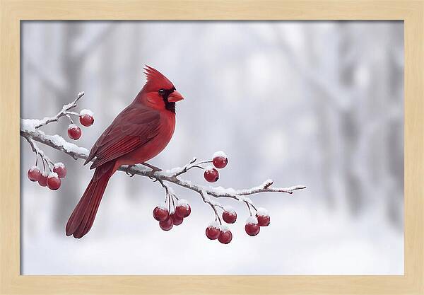Cardinal On Snowy Branch