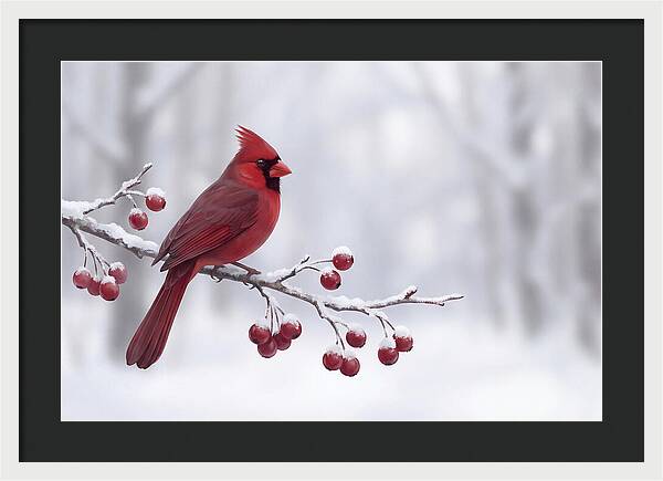 Cardinal On Snowy Branch