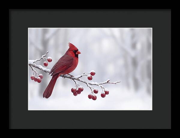 Cardinal On Snowy Branch