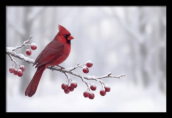 Cardinal On Snowy Branch