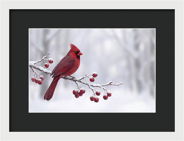 Cardinal On Snowy Branch
