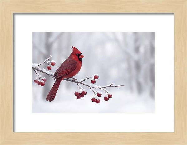 Cardinal On Snowy Branch
