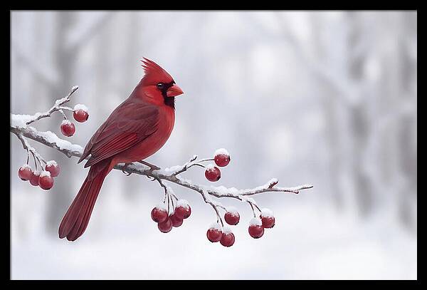 Cardinal On Snowy Branch