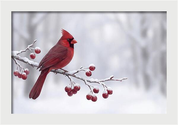 Cardinal On Snowy Branch