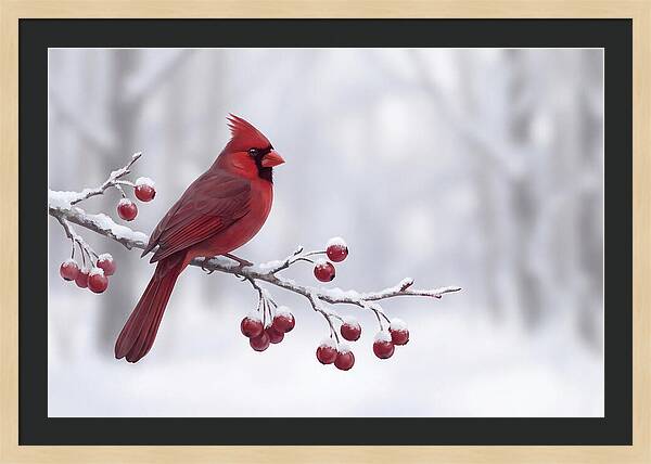 Cardinal On Snowy Branch