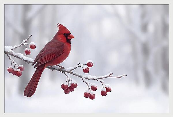 Cardinal On Snowy Branch