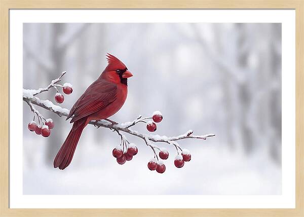 Cardinal On Snowy Branch
