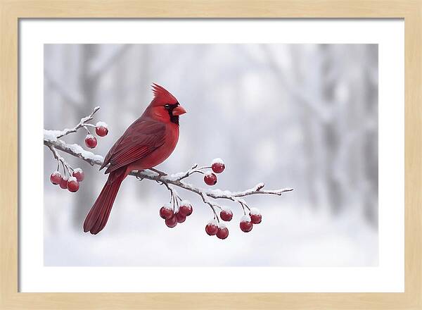 Cardinal On Snowy Branch