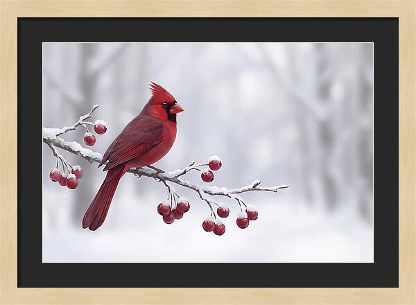 Cardinal On Snowy Branch