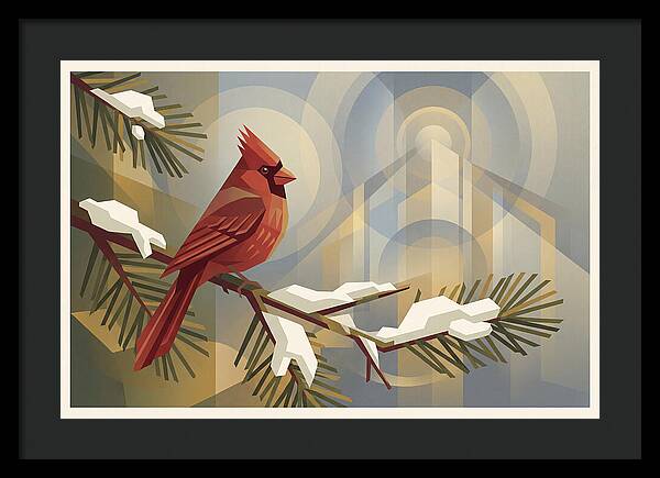 Cardinal On Snowy Pine Branch
