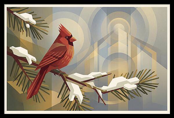 Cardinal On Snowy Pine Branch