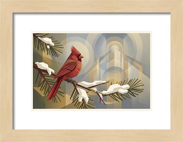 Cardinal On Snowy Pine Branch