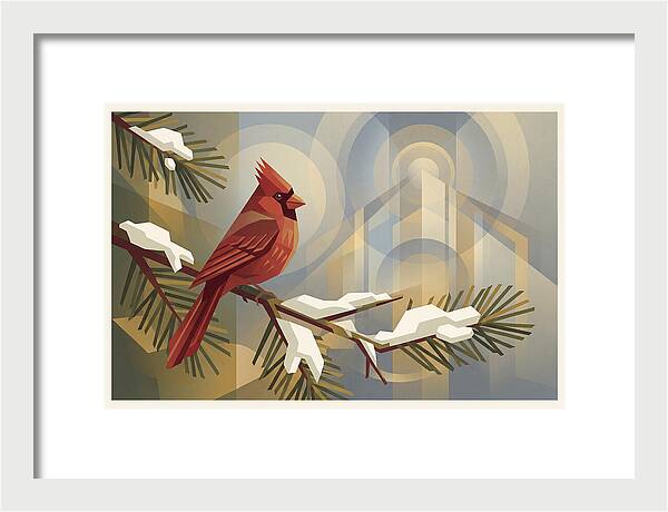 Cardinal On Snowy Pine Branch