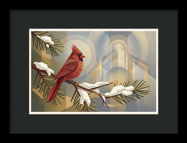 Cardinal On Snowy Pine Branch