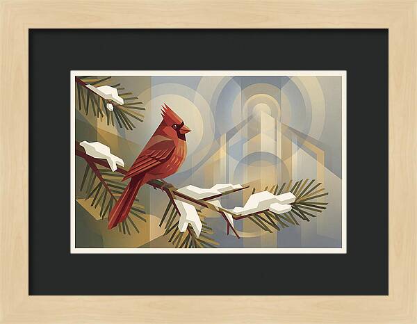 Cardinal On Snowy Pine Branch