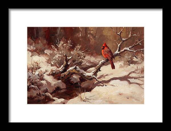 Cardinal Perched In Winter Wonderland