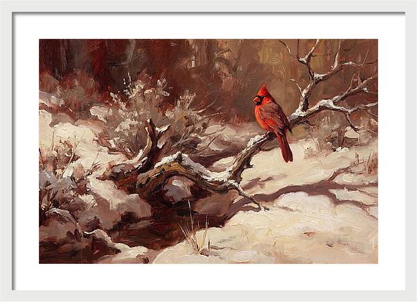 Cardinal Perched In Winter Wonderland