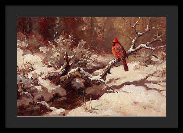 Cardinal Perched In Winter Wonderland
