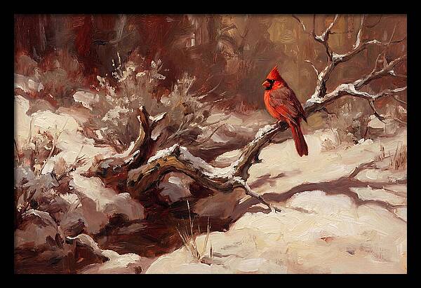 Cardinal Perched In Winter Wonderland