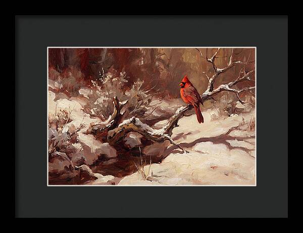Cardinal Perched In Winter Wonderland