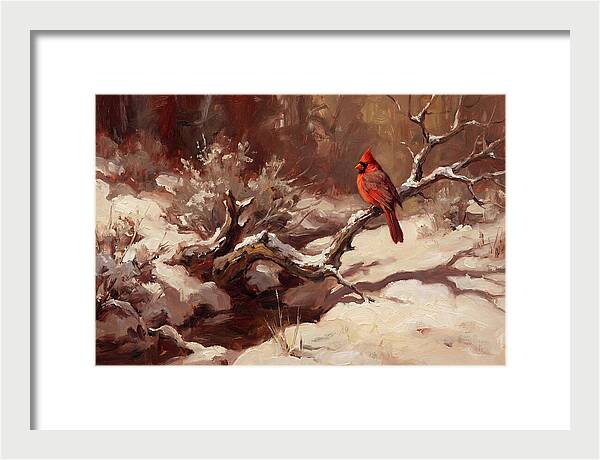 Cardinal Perched In Winter Wonderland