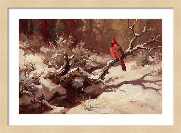 Cardinal Perched In Winter Wonderland