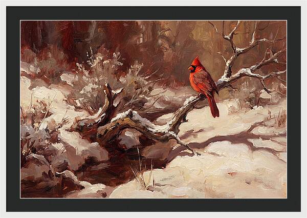 Cardinal Perched In Winter Wonderland