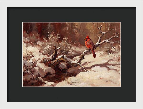 Cardinal Perched In Winter Wonderland