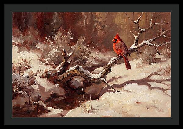 Cardinal Perched In Winter Wonderland