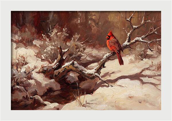 Cardinal Perched In Winter Wonderland