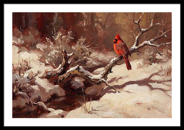 Cardinal Perched In Winter Wonderland