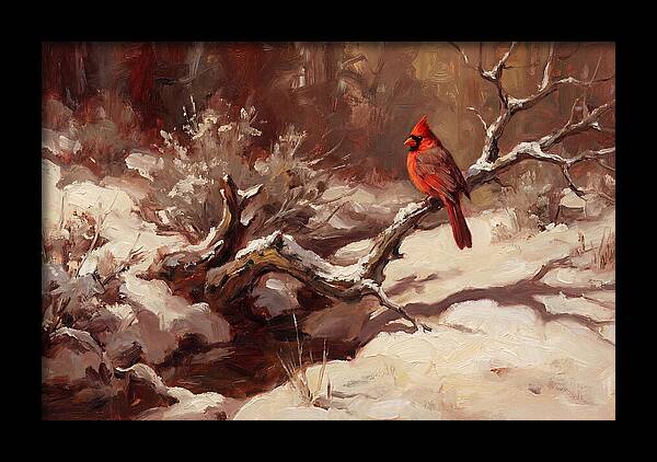 Cardinal Perched In Winter Wonderland