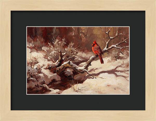 Cardinal Perched In Winter Wonderland