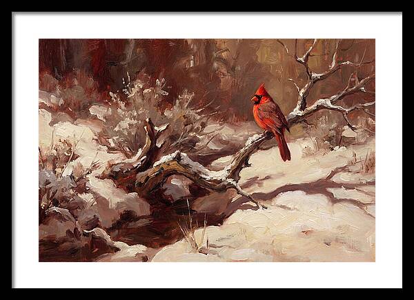 Cardinal Perched In Winter Wonderland