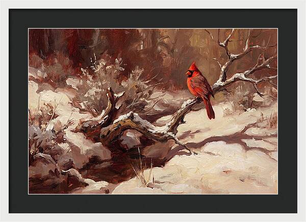 Cardinal Perched In Winter Wonderland