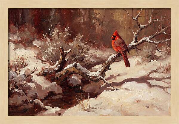 Cardinal Perched In Winter Wonderland