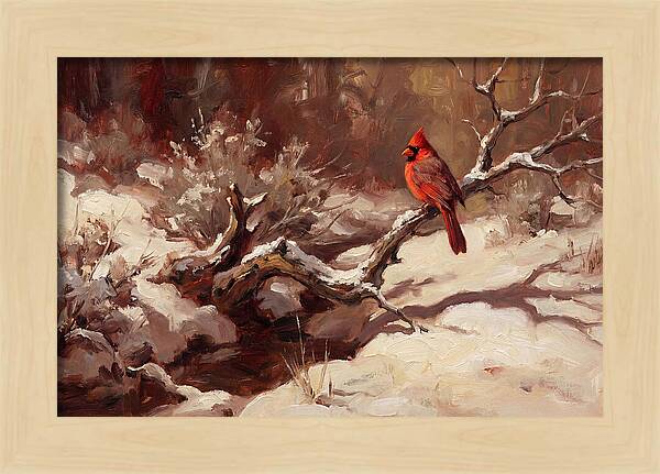 Cardinal Perched In Winter Wonderland