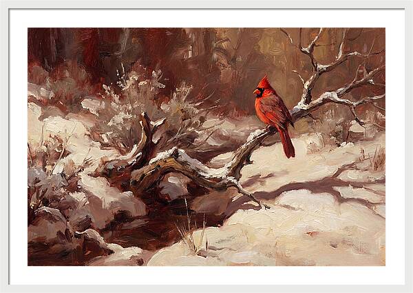 Cardinal Perched In Winter Wonderland