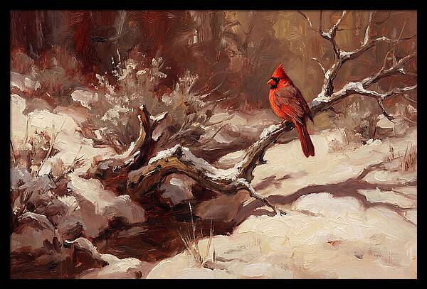Cardinal Perched In Winter Wonderland